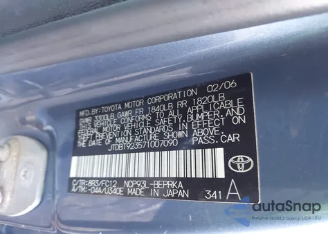 2007 Toyota Yaris from USA, damaged, VIN JTDBT923571007090